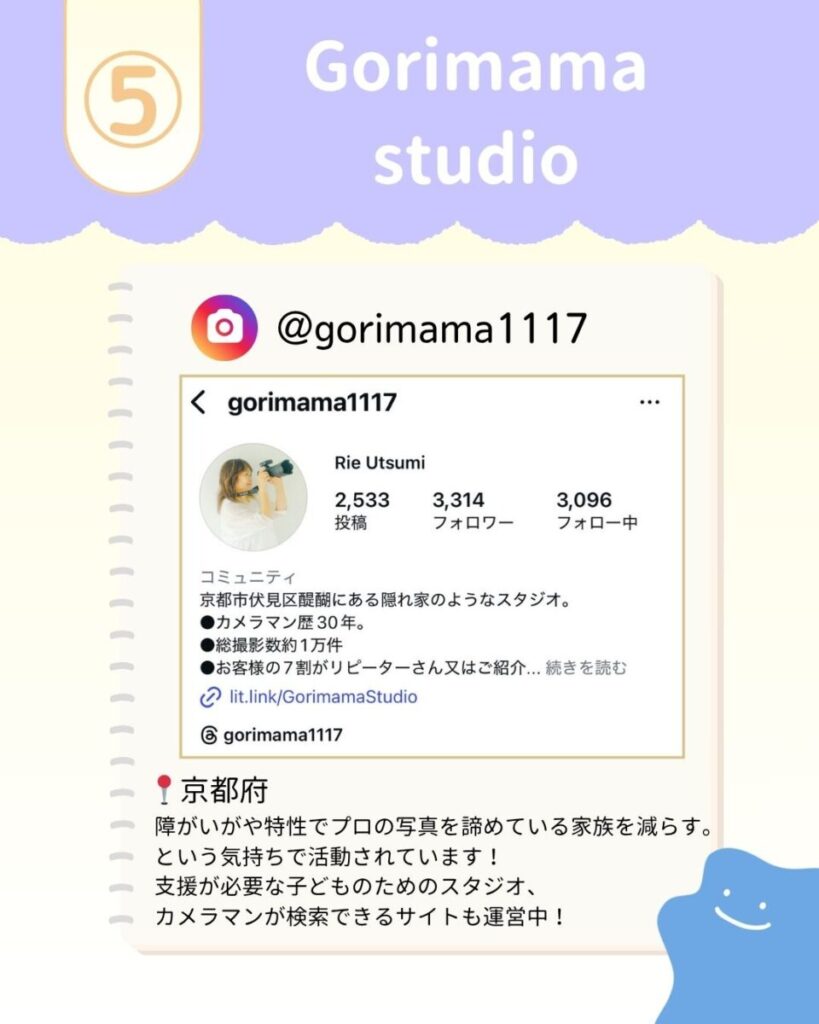 京都府のにある、ごりママスタジオ。