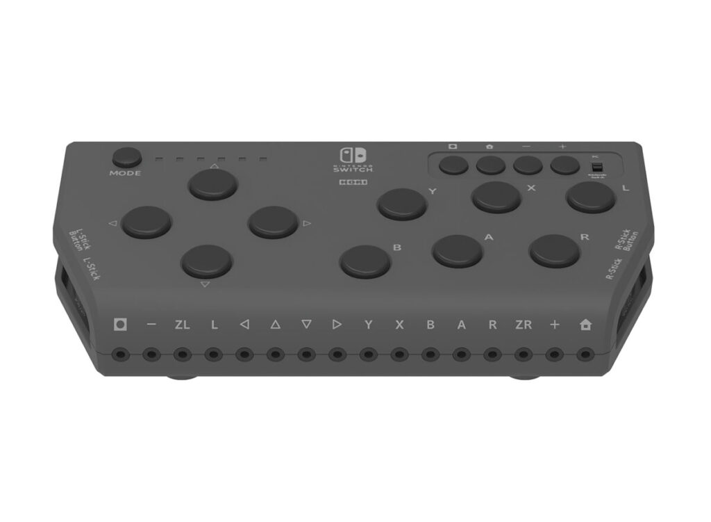 15個のボタンと15カ所の接続口がついた灰色の電子機器