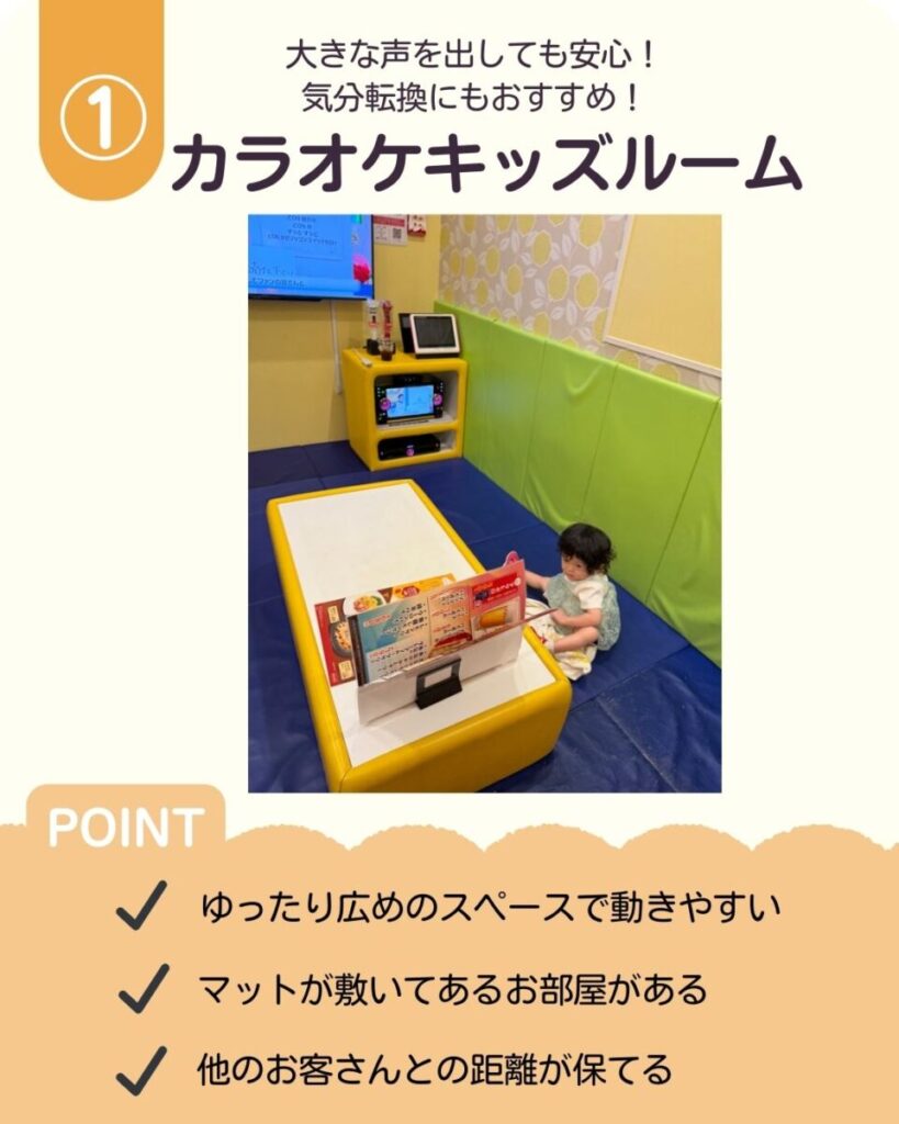 室内のキッズスペースとソファが設置された部屋